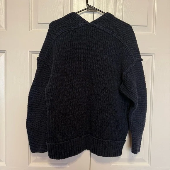 Free People Navy Black Chunky Knit Cardigan Sweater - Picture 7 of 8